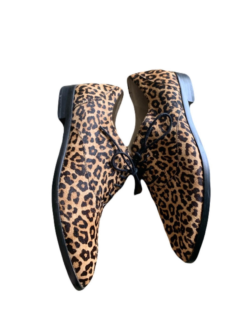Cole Haan Women’s 7 Leopard Animal Print Genuine Calf Hair Lace-Up Oxfords